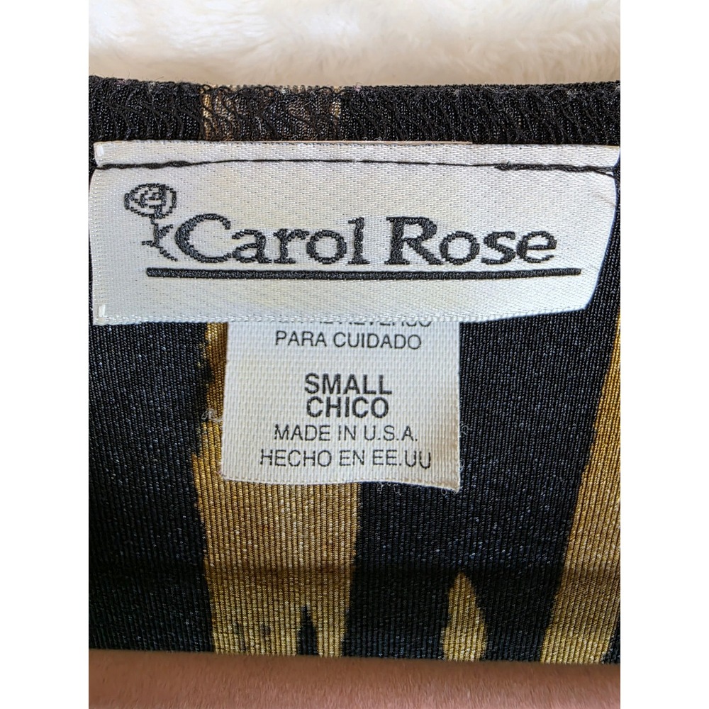Vintage Carol Rose Tiger Stripe Animal Print Scoop Neck 3/4 Sleeve Top - Picture 3 of 6